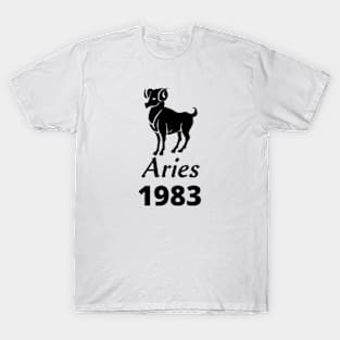 Black Aries Zodiac 1983 T-Shirt